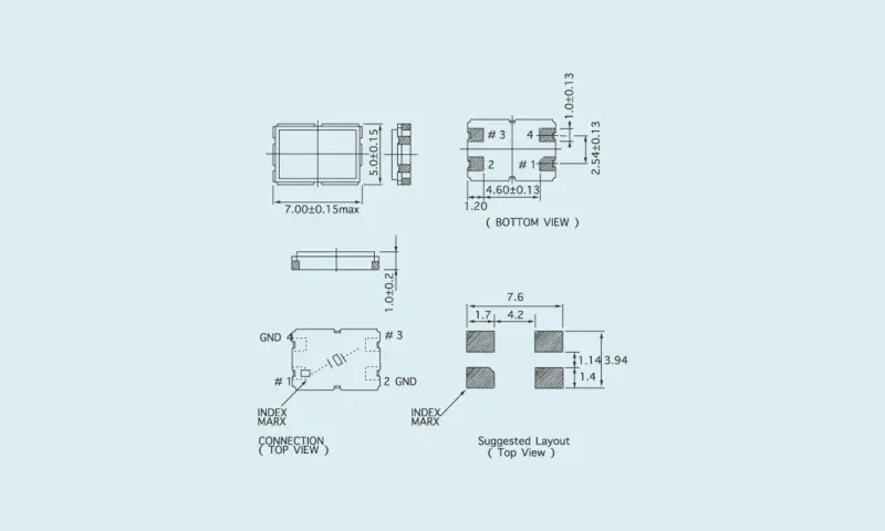 R&eacute;sonateur &agrave; cristal de quartz SMD 7,0 &times; 5,0