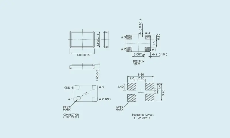R&eacute;sonateur &agrave; cristal de quartz SMD 5,0 &times; 3,2