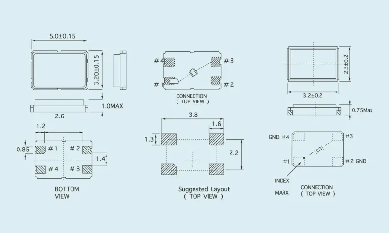 R&eacute;sonateur &agrave; cristal de quartz SMD 3,2 * 2,5