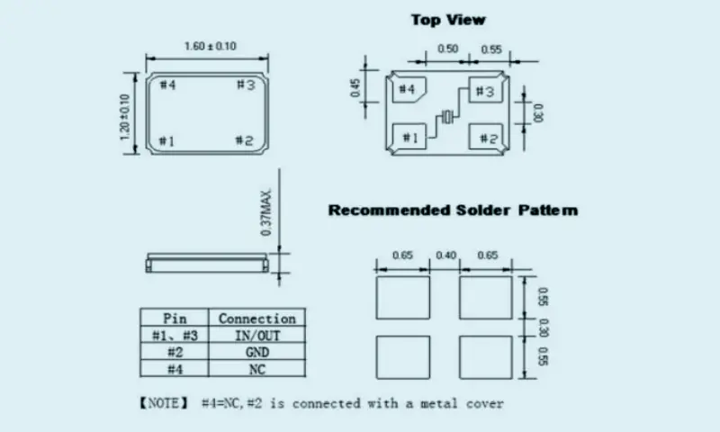 R&eacute;sonateur &agrave; cristal de quartz SMD 2.0*1.6